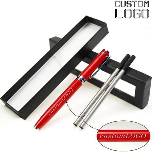 1 Set Customized LOGO Creative Metal Signature Pen Hotel Business Gift Gel Pen School Office Supplies With Pen Case