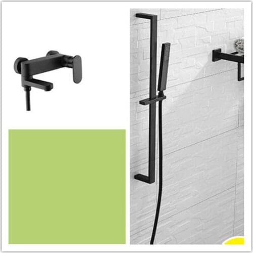 Yulu Dumb Black Full Copper Cold Hot Water Small Shower Faucet Bathtub Faucet Suit