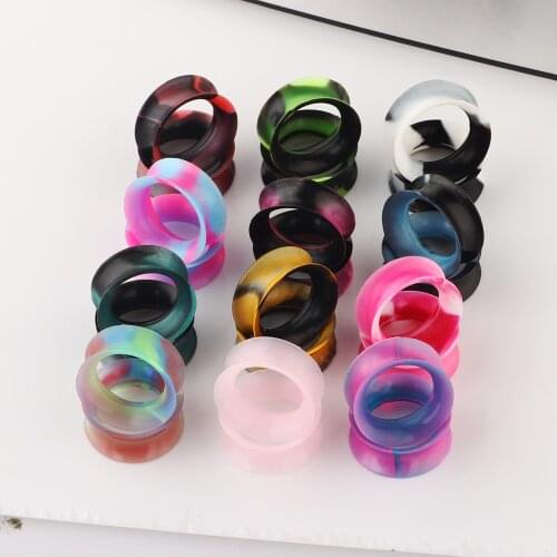 24pcs/lot Soft Silicone Tunnels Ear Gauges Plugs Stretchers Expander 6mm/8mm/10mm/12mm/14mm/16mm
