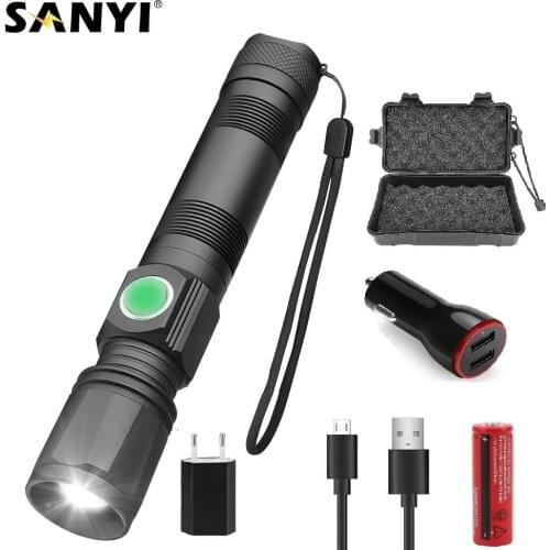 Ultra Bright LED Flashlight 3 Modes T6 led Waterproof Camping Lantern Zoomable Focus Torch USB Rechargeable Tactical Flashlights