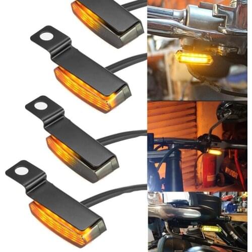 New 2PCS Universal 12V Mini LED Motorcycle Turn Signal Light Flowing Blinker Amber Indicator Lamp Brake Clutch Lever Flashers