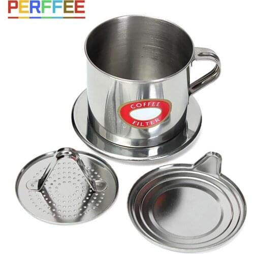 Vietnamese Phin Coffee Drip Cup Filter Stainless Steel Traditional Vietnam Coffee Maker Coffee Brewing Tool for Office, Home