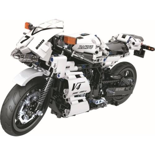 Winner 7047 716PCS Technic Motorbike Series The White Racing Motorcycle Building Blocks Moto Model Educational Bricks Kids Toys