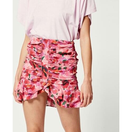 Summer Floral Print Slim Folds Sexy Women Mini Skirt Female Fashion Wrap Skirt Ladies Sweet Brand Designed Vintage Skirts ML125