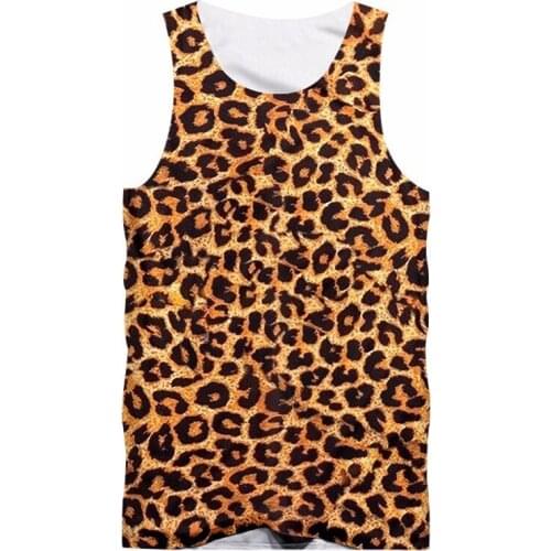 New mens fitness vest leopard print 3D full print Harajuku vest men and women casual street sports vest