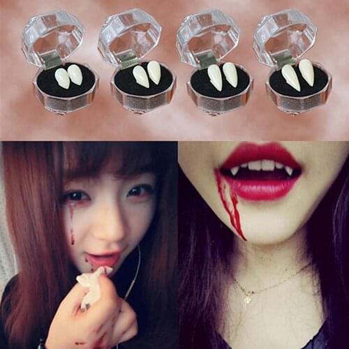 2Pcs/Set Dentures Zombie Teeth Ghost Devil Fangs Party Halloween Prop