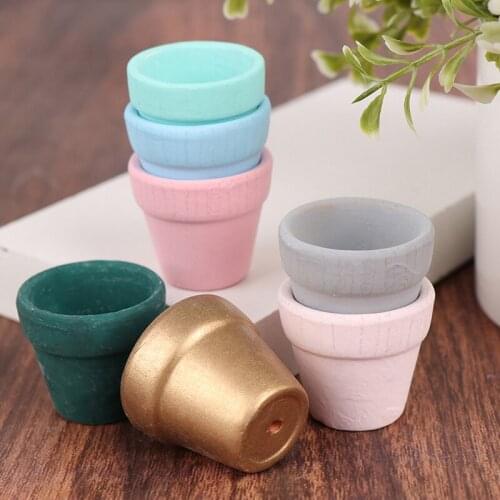 1:12 Dollhouse Miniature Colorful Red clay Flower Pot Model Dolls House Accessories