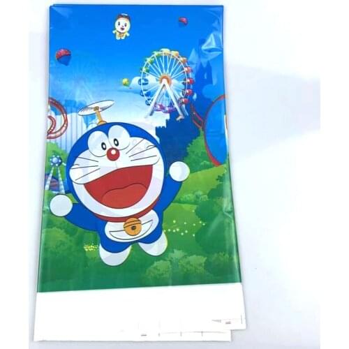 1pcs/lot Cute Doraemon Theme Tablecloth Happy Birthday Events Party Decoration Table Cover Baby Shower Boys Kids Favors Maps