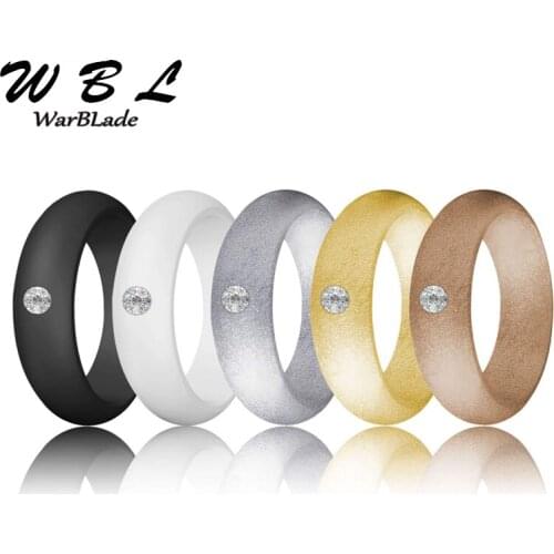 10pcs/set Sports Silicone Rings With Rhinestone Hypoallergenic Crossfit Flexible Rubber Finger Ring 5.7mm For Women Wedding Ring