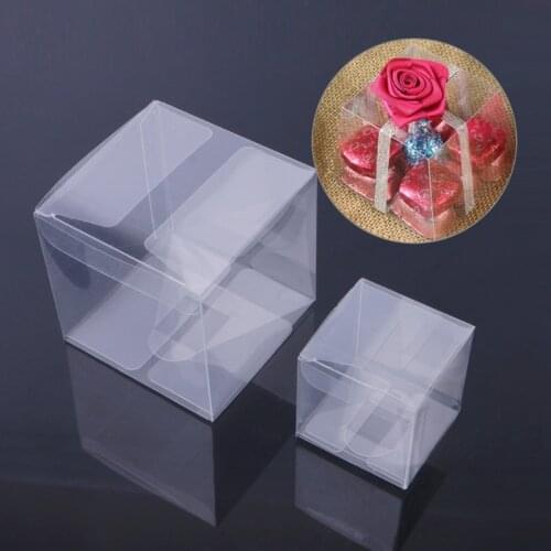 10 Pcs Wedding Transparent Cube Favour Boxes Sweet Candy Cake Gift Bags 2 Sizes