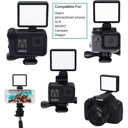 3 Color LED Video Light Dimmable White Natural Warm Lights for Gopro Hero 9 8 7 6 5,YI EKEN DJI OSMO, Insta360 Action Cameras