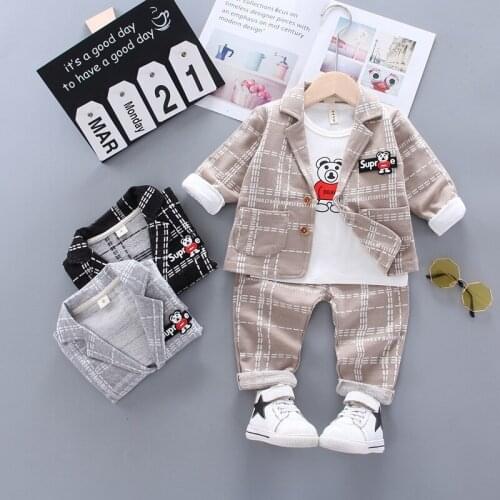 Infant Clothing Kids Sets Spring Winter Baby Boy Clothes Formal Wedding Gentleman 3Pcs Outfits Suit Outfit for Baby Boy Clothes