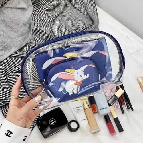 3pcs Disney Dumbo cosmetic bags mother bag large capacity handbag Clutch purse portable transparent PVC waterproof storage bag