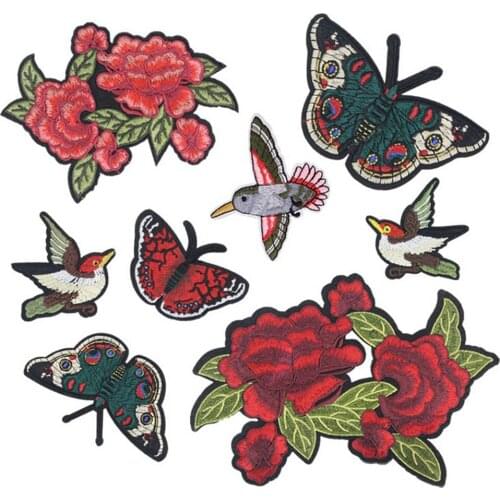 8 Pieces of Applique for Sewing Cloth Clothes Embroidered with Bird Flowers