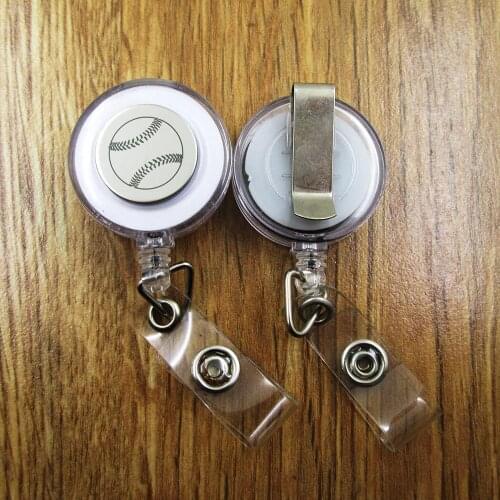 Softball ID Badge Reel gift for him/her friend family retractable recoil id badge holder work fun