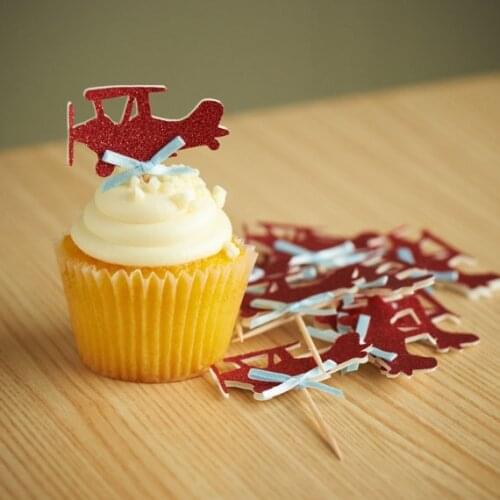 Glitter Airplane Cupcake Toppers wedding birthday bridal baby shower Bachelorette Party Decor cake toppr food picks