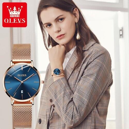 Ladies Watch OLEVS Top Brand Luxury Fashion Japanese Quartz Movement Stainless Steel Rose Gold Waterproof Watch Relogio Feminino