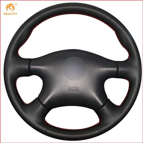 MEWANT for Nissan Almera N16 Pathfinder Primera XTrail 2001-2006 Renault Samsung SM3 Black Leather Car Steering Wheel Cover