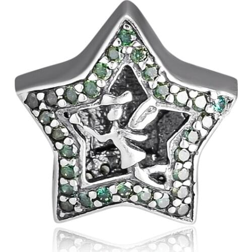 CKK 925 Sterling Silver Jewelry Tinkerbell Star Original Charms DIY Beads Fits Bracelets For Jewelry Making