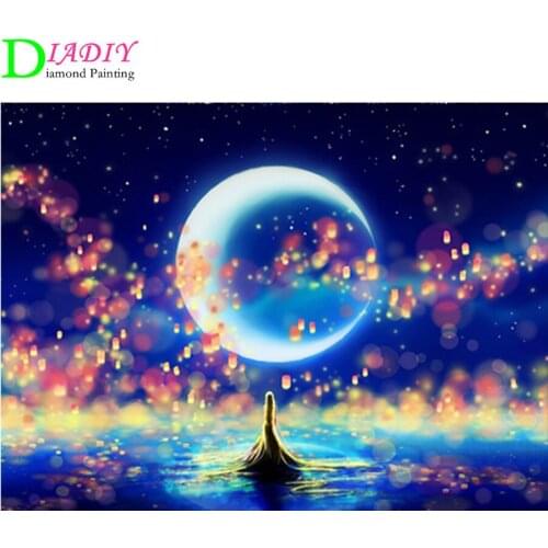 DIADIY Full Square Diamond Painting Space 5D DIY Mosaic Diamond Embroidery Landscape Cross Stitch Kit Home Decor