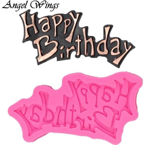 DIY Happy birthday letter form Silicone Molds Fondant Cake Decorating Tools Gumpaste Chocolate Cupcake Candy Clay Moulds F1334