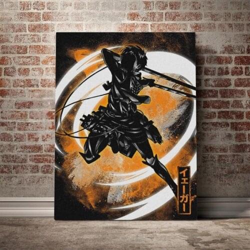 Canvas HD Printed Eren Jaeger Attack on Titan Poster Home Anime Decor Painting Wall Art Picture For Living Room Modular Framed