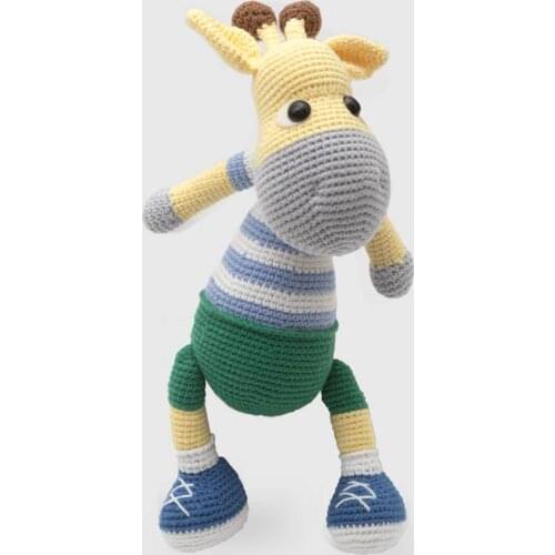 100% Cotton Amigurumi Giraffe Toy Hand Knitted With Organic Ropes For Boys And Girls
