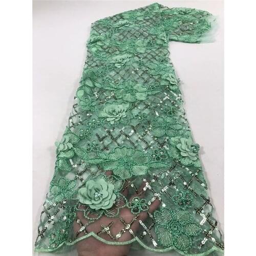 Exquisite 3D appliques with beaded fashion sequin embroidery, French tulle lace, suitable for ladies dress design fabrics