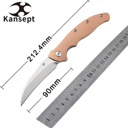 Kansept Pocket Knives Copperhead K1017A4 3.54'' S35VN Blade Copper Handle Folding EDC Knife for Tactical, Hunting
