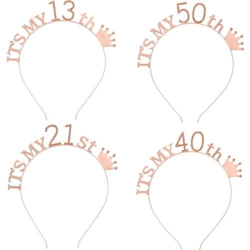 16 18 21 30 50 years old Creative birthday party crown headband alphanumeric headband birthday party headwear