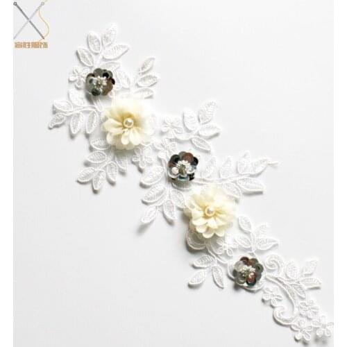 GLace Sequin Lace Fabric Lace Applique Flower DIY Material Decoration for Garment Accessories Sew on Cloth Costura Craft TX776