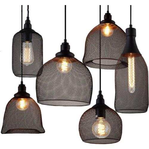 Loft Vintage Retro Iron Reticular Ceiling Pendant Light Fixture Metal Chandelier Kitchen Dining Bar luminaire suspendu