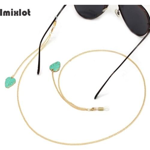 Fashion Enamel Leaf Pendant Eyeglass Chains Metal Sunglasses Holder Necklace Reading Glasses Nonslip Lanyard Eyewear Accessories