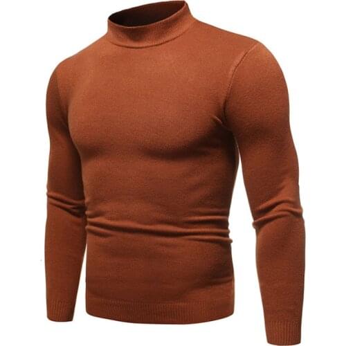 2020 New Mens Sexy Slim Fit Turtleneck Sweater Pullover Male Autumn Solid Color Long Sleeve High Neck Knitted Sweater Pullovers