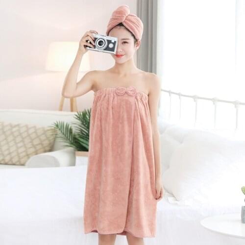 4pcs Bath Towel Set Coral Fleece Dress Hair Band Long Hat Water Absorbent Multi-functional Sauna Towels Bathroom Quick Drying