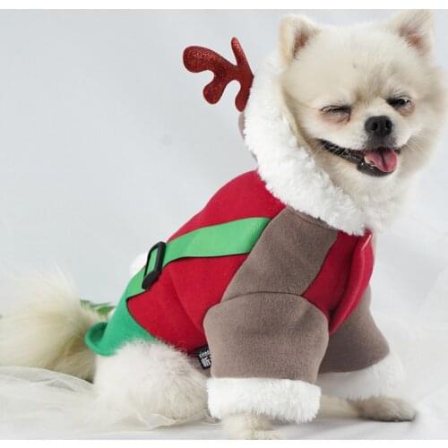 2021 new pet clothes cute deer transformation dress autumn and winter schnauzer small dog Christmas funny clothing coat jacket