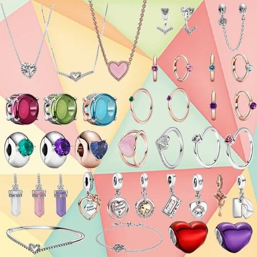 Kakany 2021 New High-quality 100% 925 Silver Original Valentines Day Series Bracelet, Pendant, Earrings, Exquisite Diy Jewelry