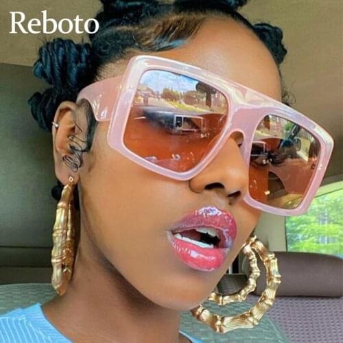 Summer Pink Female Sunglasses Oversized Fashion Designer One Piece Goggle Glasses Clear Shades Vintage Square Sunglasses Women
