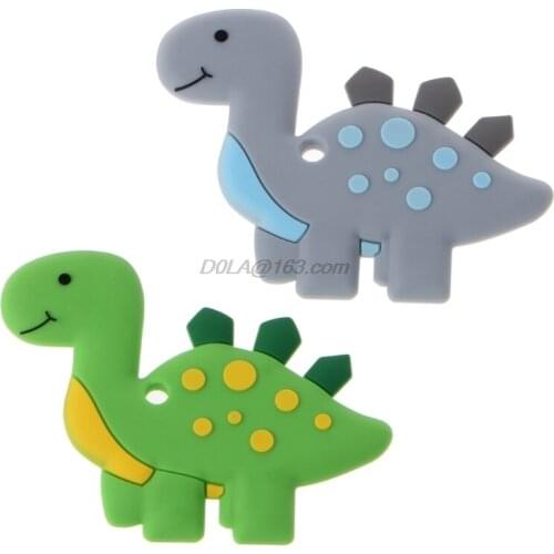 OOTDTY High Quality Dinosaur Baby Teethers Pendant Necklace Accessory BPA Free Silicone Chew Toys