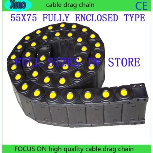 Free Shipping 55x75 1 Meters Fully Enclosed Type Plastic Towline Cable Drag Chain For CNC Machine