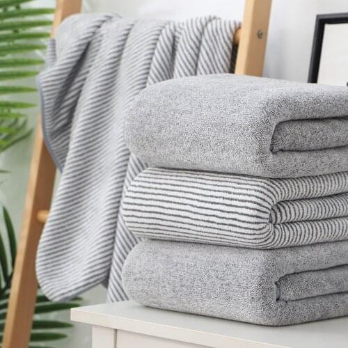Striped Thick Coral Fleece Bamboo Fiber Bath Towel Soft Family Bathroom Hotel Adult Children Hand Head Towels Toalhas De Banho