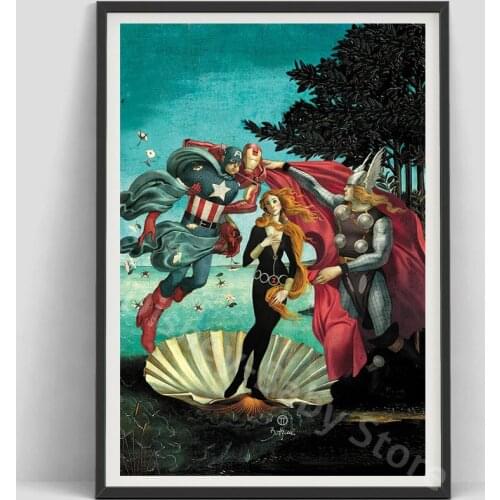 The Birth of Black Widow Fun Art Avengers Superheroes Captain America Iron Man Canvas Painting Posters and Prints Wall Art Home