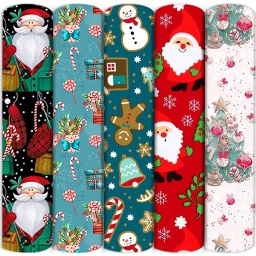 Christmas Santa Reindeer Snow Polyester Cotton Fabric For Tissue Sewing Quilting Fabrics Needlework Material DIY Handmade,c16910
