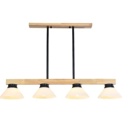 Nordic kitchen decor lustre pendant light solid wood dining room lights lighting bar hanglamp 4 heads glass vintage black light