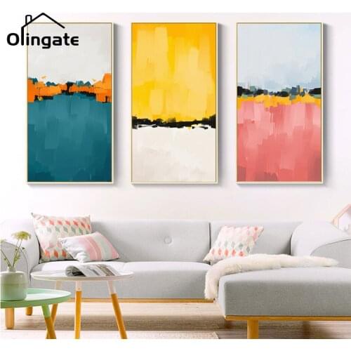 Modern Abstract Landscape Canvas Poster Colorful Blue Yellow Pink Wall Picture Art One Piece Canvas Painting Home Room Decor