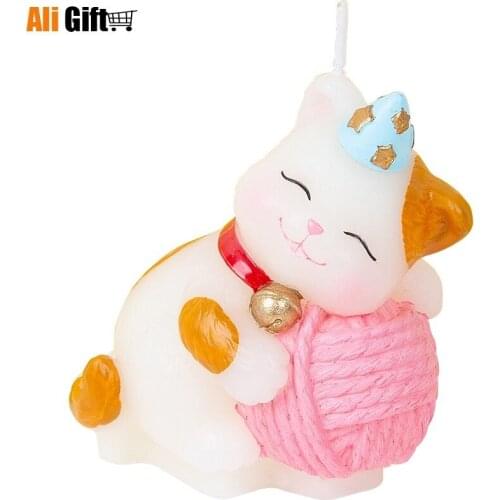 Birthday Candles Pussy Cat Meow Star Molding Candle Creative Cake Decoration Furnishing Articles Handmade Crafts Birthday Gift