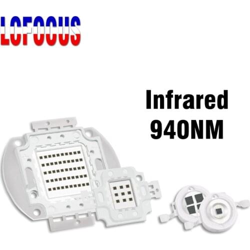 High Power LED Chip IR 940nm 3W 5W 10W 20W 30W 50W 100W Infrared 940 NM Emitter Lamp Light Bead COB 3 5 10 20 30 50 100 W Watt