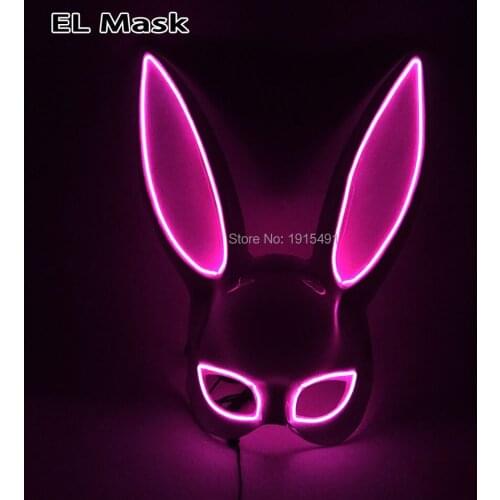 Glowing Long Ears Rabbit EL Wire Mask Cosplay Sexy Bunny Rechargeable Luminous LED Mask For Party Decoration