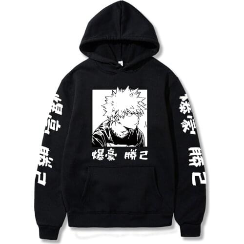 Anime My hero academia bakugo hoodies Tops plus size warm pullover casual Cartoon print hoody streetwear Long Sleeve sweatshirts