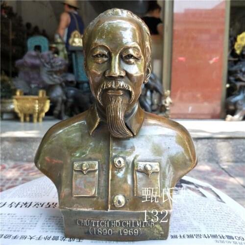 Vietnam Great man Chairman Ho Chi Minh HU ZHI MING BRONZE carving Home store Company Decorative statue